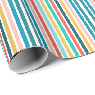 Papel De Presente Bandas Verticais Multicolores do Verão Moderno