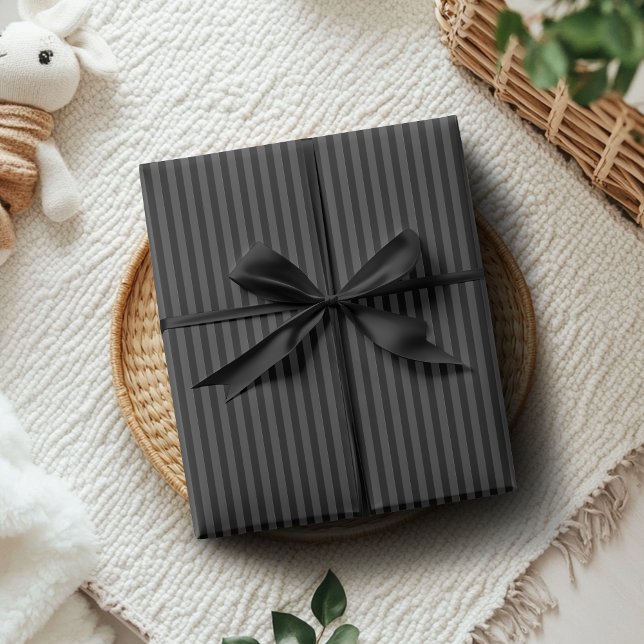 Papel De Presente Bandas Verticais Negras e Enfumaçados Estreitas (Criador carregado)