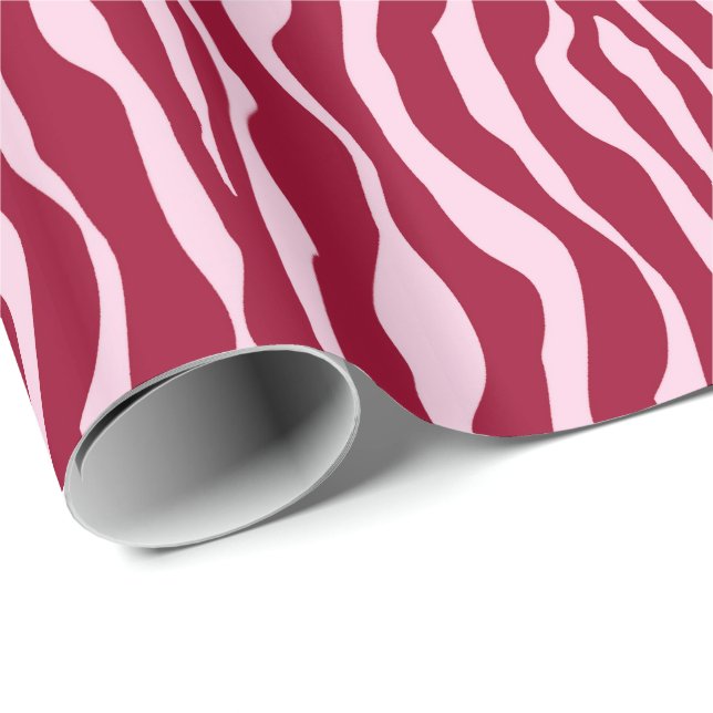 Papel De Presente Bandas-zebra - Borgonha e Rosa (Ponta do rolo)