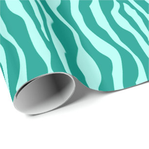 Papel De Presente Bandas-zebra - Turquesa e Aqua
