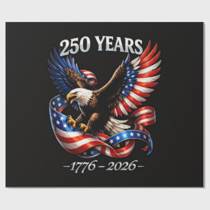 Papel De Presente Bandeira Americana Águia de Aniversário de 250 Ano