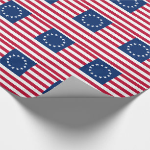 Papel De Presente Bandeira Americana Betsy Ross