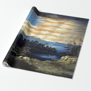 Papel De Presente Bandeira Americana Celestial Nascer do Sol William