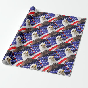 Papel De Presente Bandeira americana com Eagle