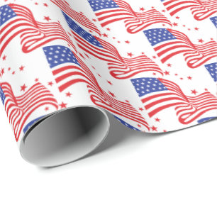 Papel De Presente Bandeira americana com estrelas