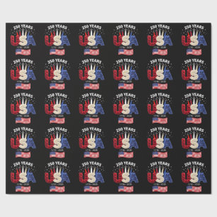 Papel De Presente Bandeira Americana de Aniversário de 250 anos dos