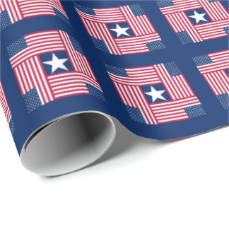 Papel De Presente Bandeira Americana de Padrão Patriótico