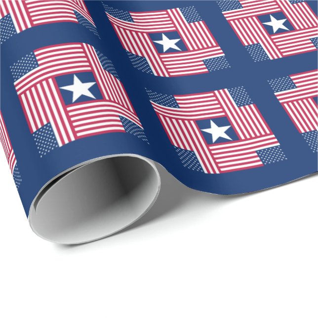 Papel De Presente Bandeira Americana de Padrão Patriótico (Ponta do rolo)