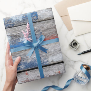 Papel De Presente Bandeira Americana Desbotada no Mouse de Madeira