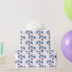 Papel De Presente Bandeira Americana Dia da Independência Patriota E
