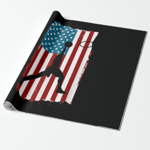 Papel De Presente Bandeira Americana dos EUA Basquetebol Atleta Patr