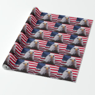 Papel De Presente Bandeira americana e águia careca