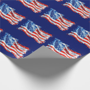 Papel De Presente Bandeira Americana EUA Aquarela 4 de Julho