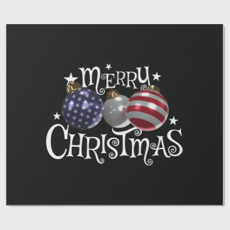 Papel De Presente Bandeira Americana Feliz Natal Enfeites de Árvore