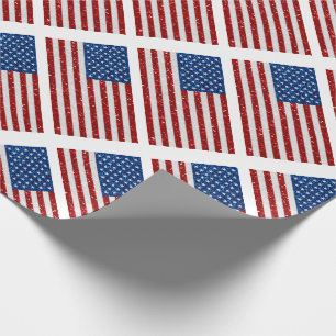 Papel De Presente Bandeira Americana Glitter 4 de Julho