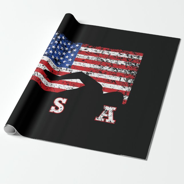 Papel De Presente Bandeira Americana Natação EUA Presente Equipe de  (Desenrolado)