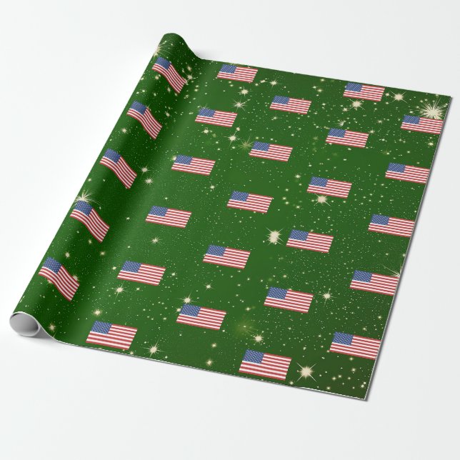Papel De Presente Bandeira Americana Natal Patriótico (Desenrolado)
