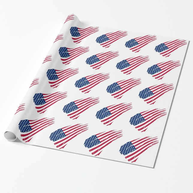 Papel De Presente Bandeira Americana Tatuada (Desenrolado)
