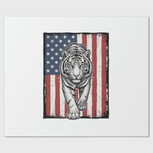 Papel De Presente Bandeira Americana Vintage Gravada Patriótica do T