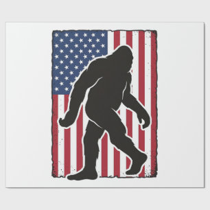 Papel De Presente Bandeira Americana Vintage Silhueta de Pé Grande V