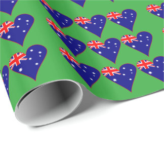 Papel De Presente Bandeira australiana em forma de coração funky com