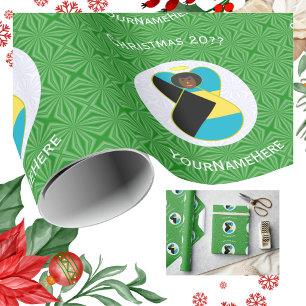 Papel De Presente Bandeira Bahamiana Personalizada Anjo Preto Natal