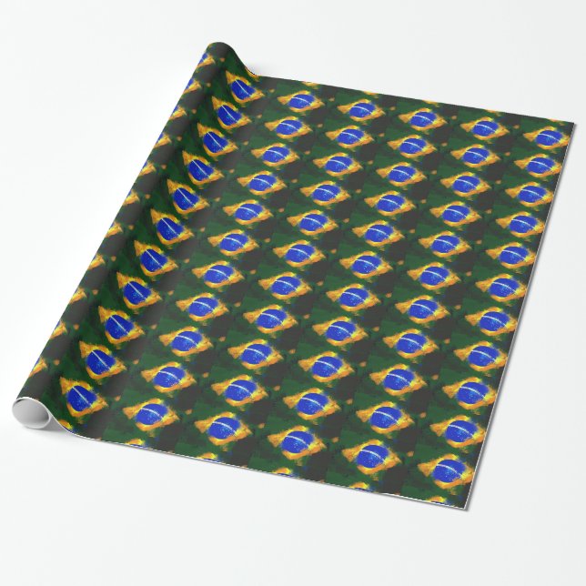 Papel De Presente Bandeira brasileira BR Brasil (Desenrolado)