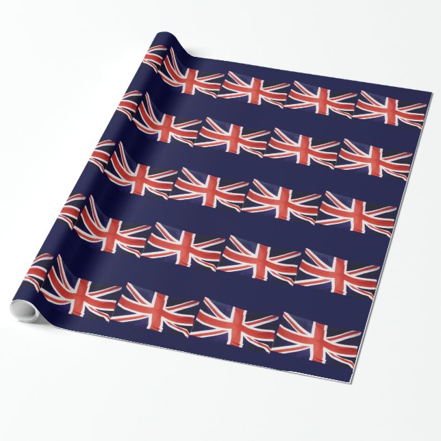 Papel De Presente Bandeira Britânica, bandeira da União, Design Patr (Desenrolado)