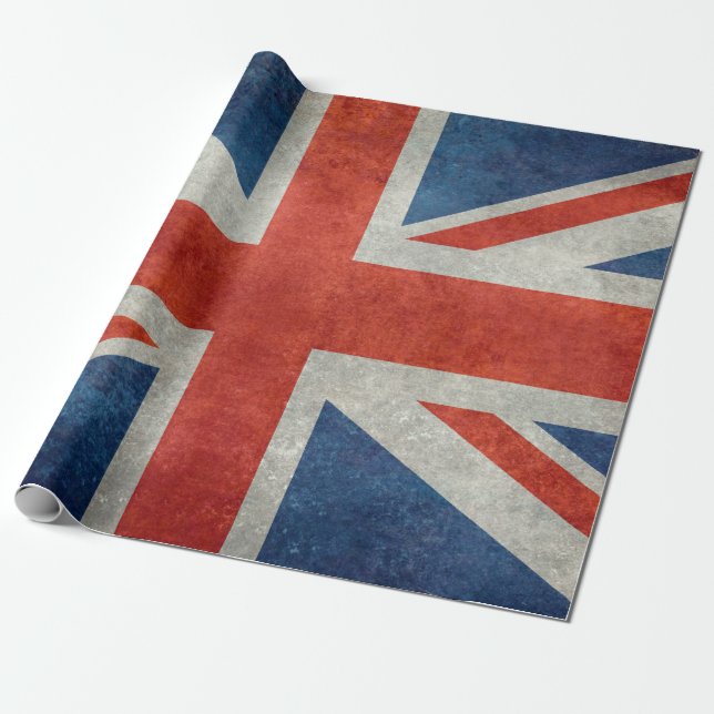 Papel De Presente Bandeira BRITÂNICA de Union Jack em texturas (Desenrolado)