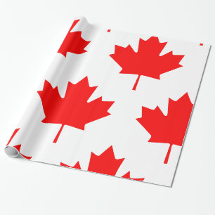 Papel De Presente Bandeira Canadense Folha de Bordo Vermelha