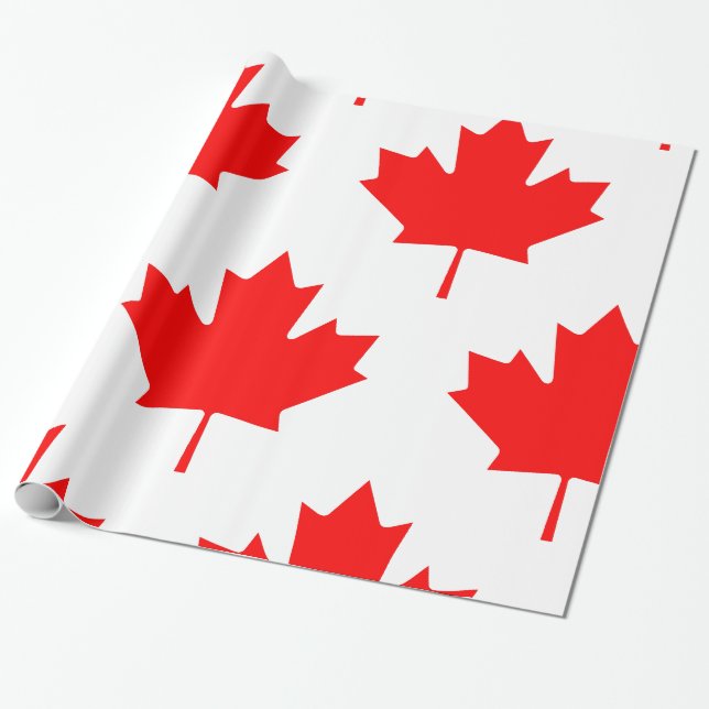 Papel De Presente Bandeira Canadense Folha de Bordo Vermelha (Desenrolado)