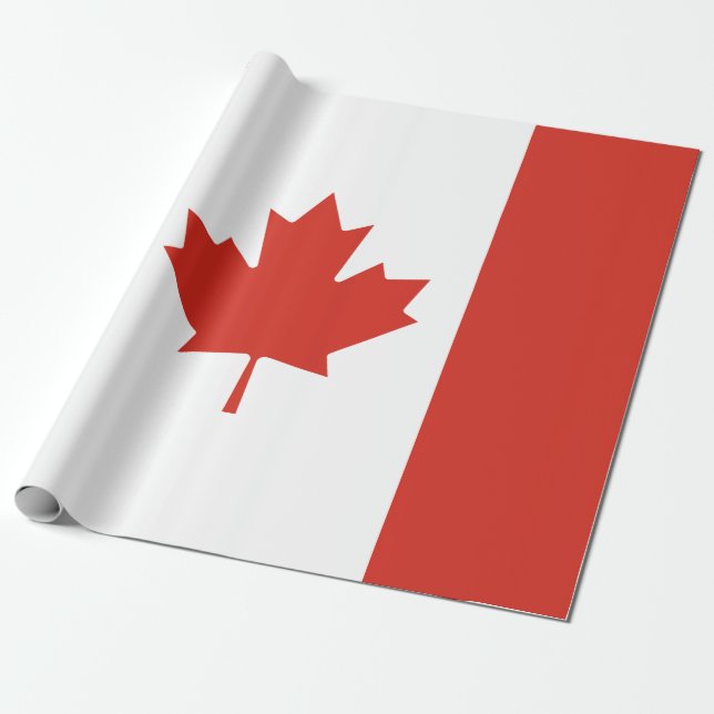 Papel De Presente Bandeira Canadiana (Maple Leaf) (Canadá) (Desenrolado)