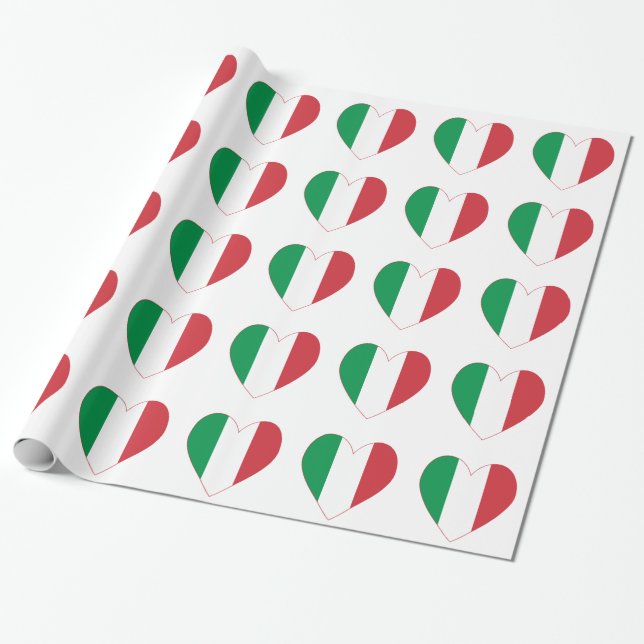 Papel De Presente Bandeira Coração Italiana (Desenrolado)