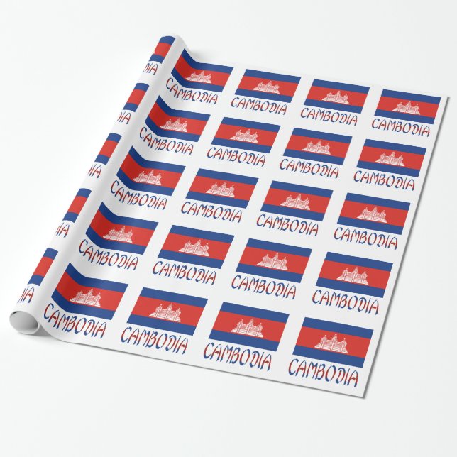 Papel De Presente Bandeira da Camboja Tiled (Desenrolado)