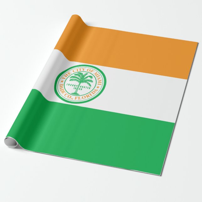 Papel De Presente Bandeira da cidade de Miami (Flórida) (Desenrolado)