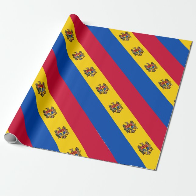 Papel De Presente Bandeira da Moldávia (Desenrolado)