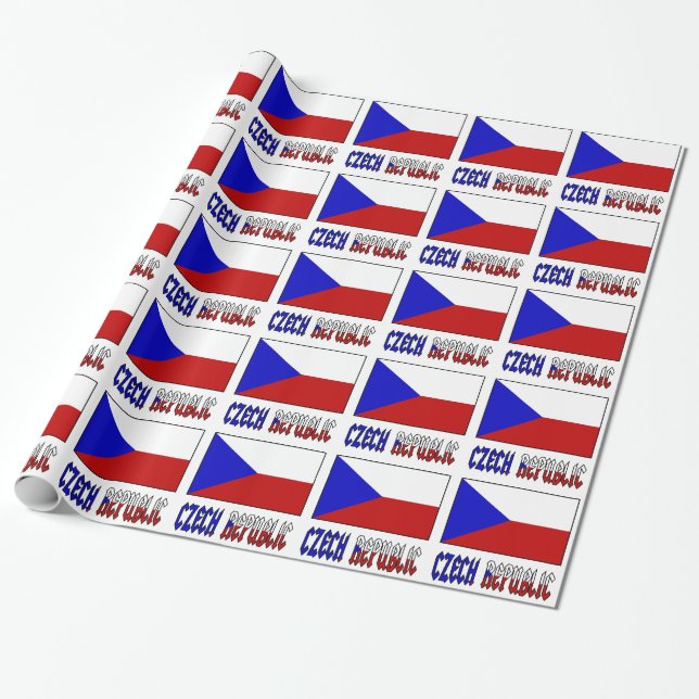 Papel De Presente Bandeira da República Tcheca e Bandeira Tcheca (Desenrolado)