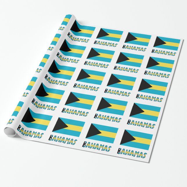 Papel De Presente Bandeira das Bahamas e Presente para Todas as Ocas (Desenrolado)