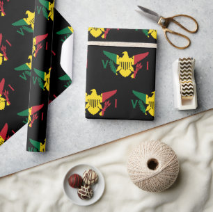 Papel De Presente Bandeira das Ilhas Virgens Americanas  Verde Amare