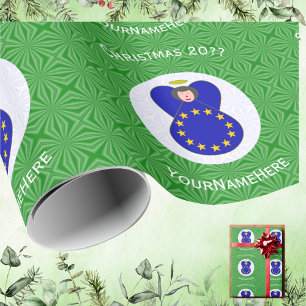 Papel De Presente Bandeira de Anjo da União Europeia Personalizada