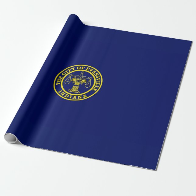 Papel De Presente Bandeira de Evansville (Indiana) (Desenrolado)