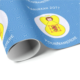 Papel De Presente Bandeira de Hanukkah do Anjo Rampante do Leão Esco