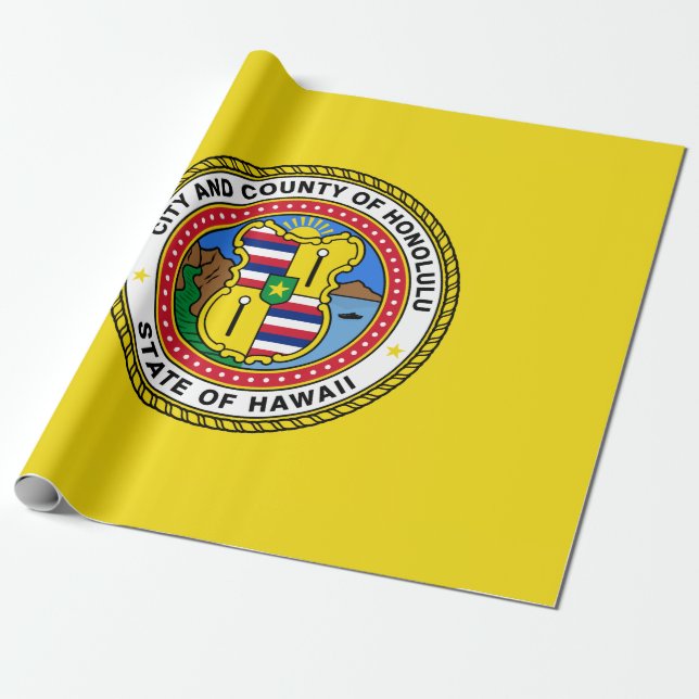 Papel De Presente Bandeira de Honolulu (Havaí) (Desenrolado)