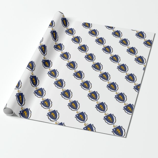 Papel De Presente bandeira de Massachusetts (Desenrolado)
