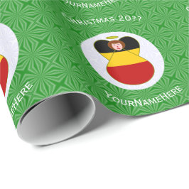 Papel De Presente Bandeira de Natal Anjo Alemão Personalizada