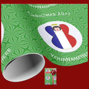 Papel De Presente Bandeira de Natal do Anjo Francês Personalizada