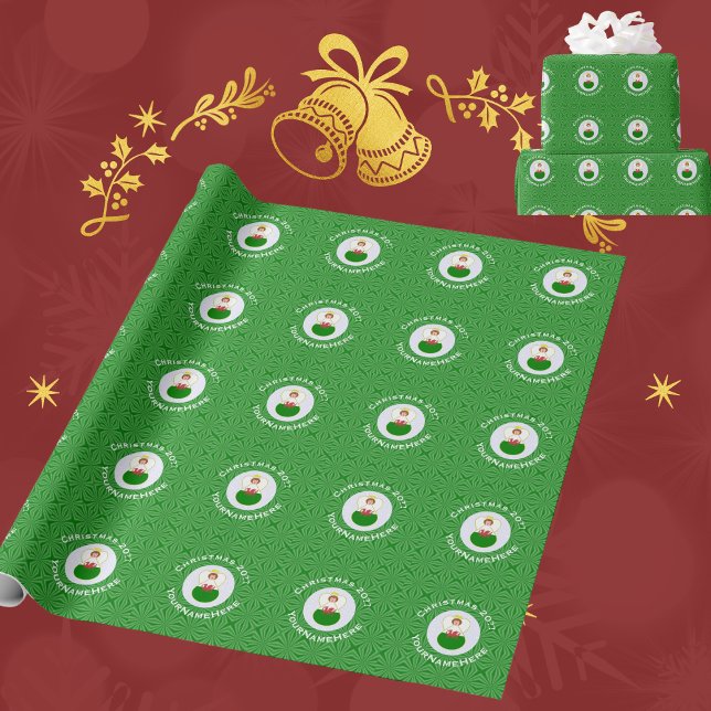 Papel De Presente Bandeira de Natal do Anjo Galês (Criador carregado)