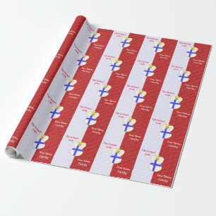 Papel De Presente Bandeira do Anjo Finlandês Personalizada Vermelha