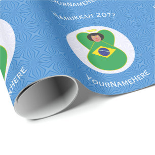 Papel De Presente Bandeira do Anjo Hanukkah Personalizada