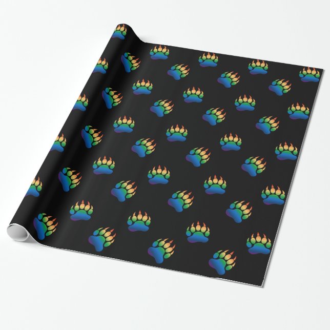 Papel De Presente Bandeira do Arco-Íris Pata de Urso Gradiente GAY B (Desenrolado)